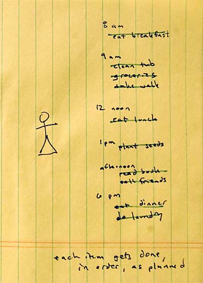 The woman's list of chores