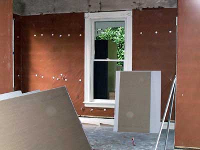 [photo of study during drywalling]