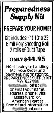 [Ad for emergency preparedness kit]