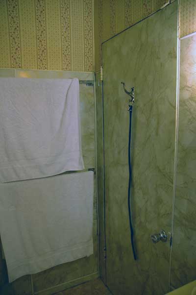 Note the lovely laminate paneling on the door